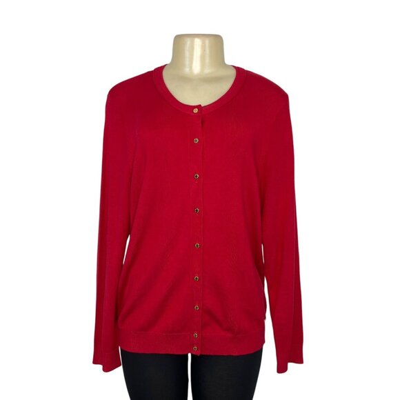 Calvin Klein Womens Red Button-Front Cardigan Sweater Size L - Picture 1 of 6